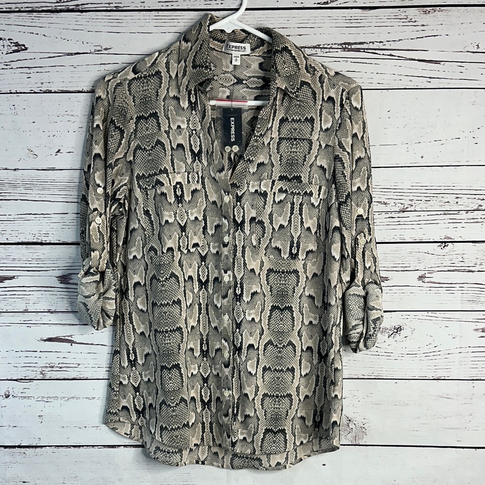 Express Gray and Black Snakeskin Shirt